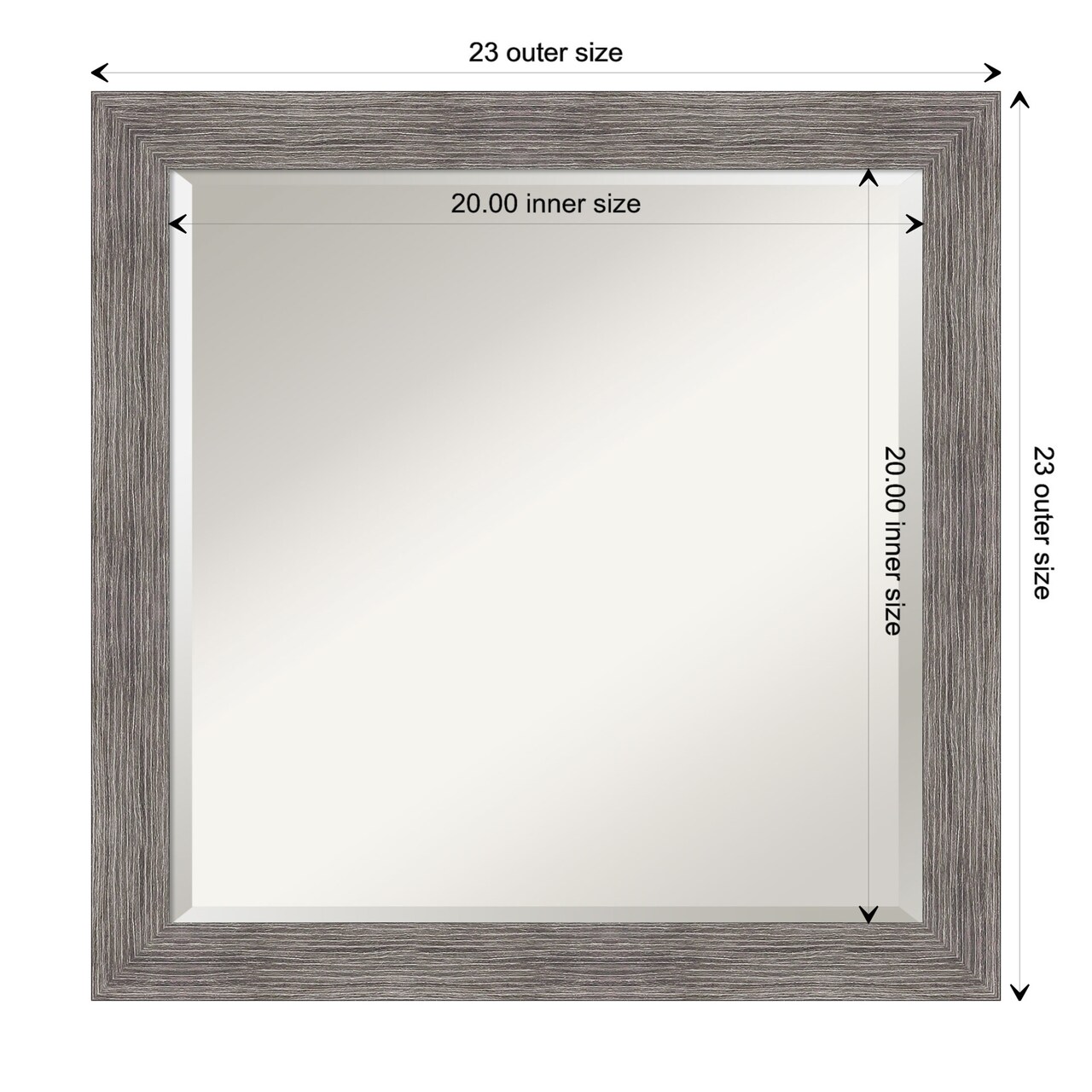 Beveled Bathroom Wall Mirror, Pinstripe Plank Grey Narrow Frame